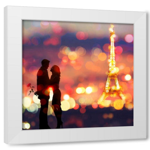 A Date in Paris (detail) White Modern Wood Framed Art Print by Loumer, Dianne