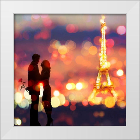A Date in Paris (detail) White Modern Wood Framed Art Print by Loumer, Dianne