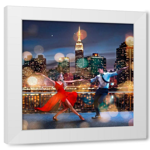 Dancin in the Moonlight (detail) White Modern Wood Framed Art Print by Loumer, Dianne