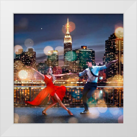 Dancin in the Moonlight (detail) White Modern Wood Framed Art Print by Loumer, Dianne