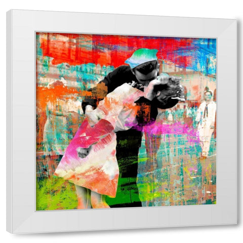 Kissing the War Goodbye 2.0- detail White Modern Wood Framed Art Print by Chestier, Eric