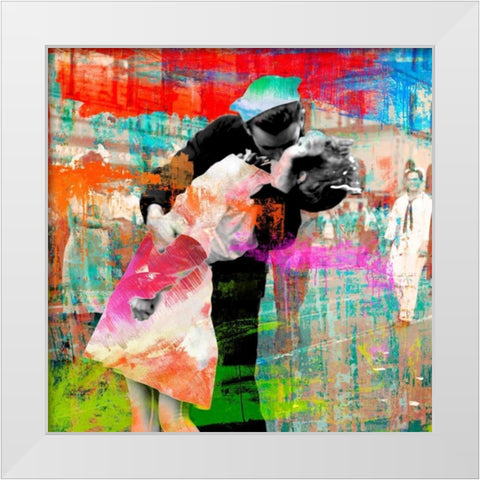 Kissing the War Goodbye 2.0- detail White Modern Wood Framed Art Print by Chestier, Eric