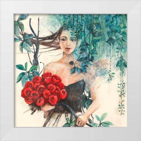 Fairy of the Roses (detail) White Modern Wood Framed Art Print by Pagnoni, Erica