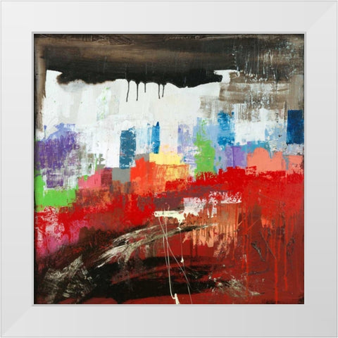 Happy Town White Modern Wood Framed Art Print by Corrado, Italo