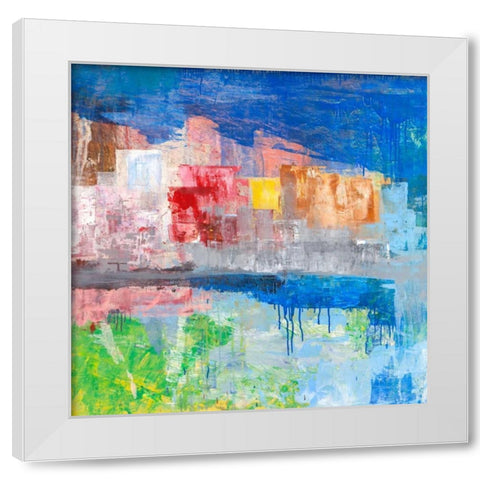 Villaggio sul lago White Modern Wood Framed Art Print by Corrado, Italo