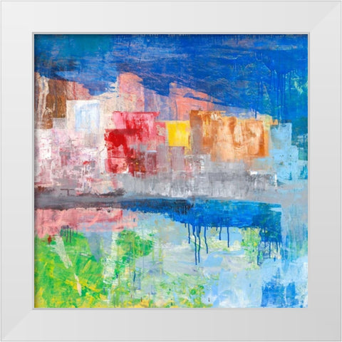 Villaggio sul lago White Modern Wood Framed Art Print by Corrado, Italo