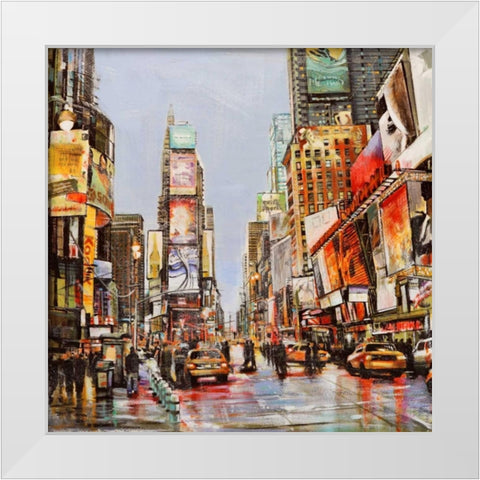 Times Square Jam White Modern Wood Framed Art Print by Mannarini, John B.
