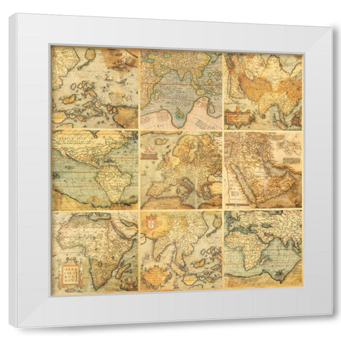 Around the World I White Modern Wood Framed Art Print by Joannoo