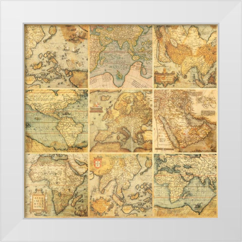 Around the World I White Modern Wood Framed Art Print by Joannoo