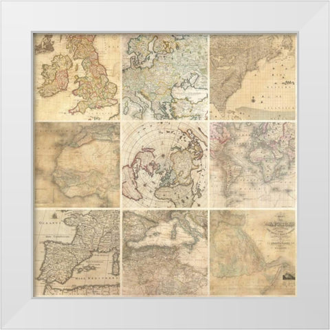 Around the World II White Modern Wood Framed Art Print by Joannoo