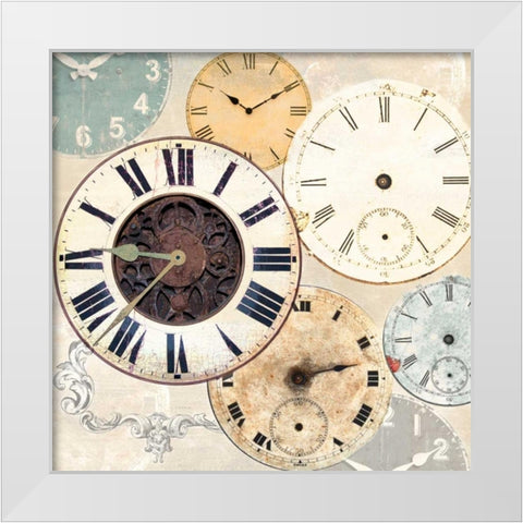 Timepieces I White Modern Wood Framed Art Print by Joannoo