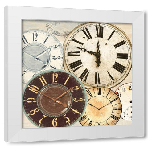 Timepieces II White Modern Wood Framed Art Print by Joannoo