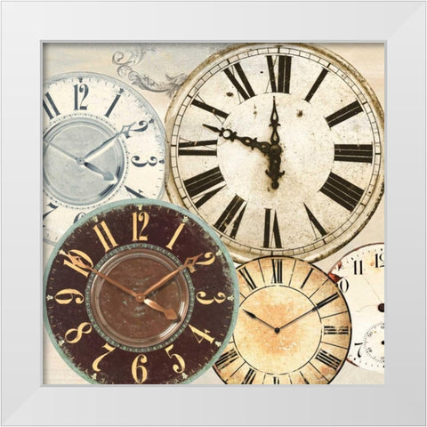 Timepieces II White Modern Wood Framed Art Print by Joannoo