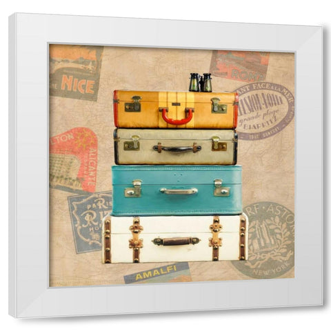 Bagage Ã  man I White Modern Wood Framed Art Print by Joannoo