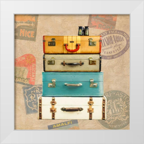 Bagage Ã  man I White Modern Wood Framed Art Print by Joannoo