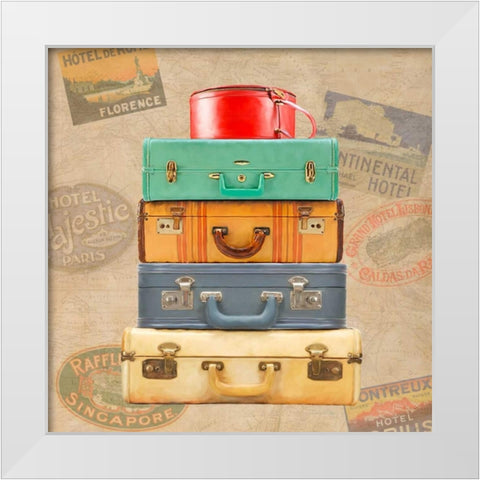 Bagage Ã  man II White Modern Wood Framed Art Print by Joannoo