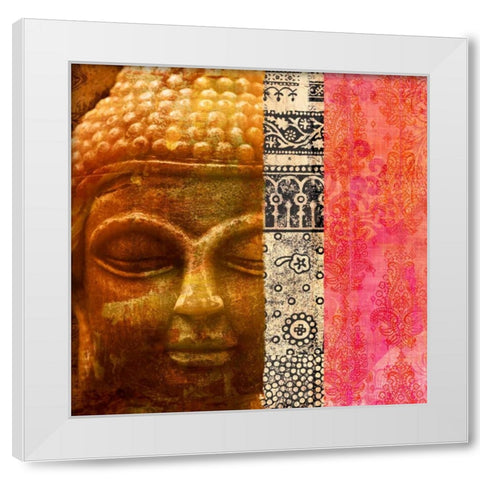 Siddharta (detail) White Modern Wood Framed Art Print by Joannoo