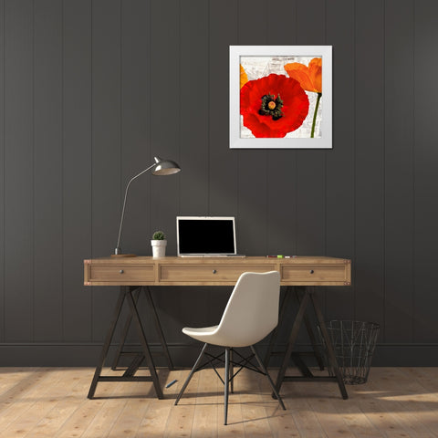 Summer Poppies III White Modern Wood Framed Art Print by Thomlinson, Jenny