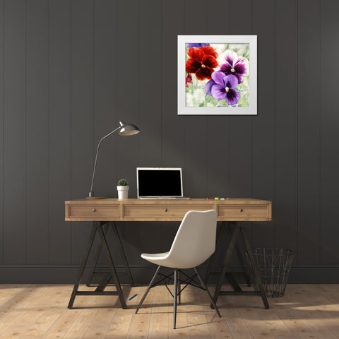 Pansies I White Modern Wood Framed Art Print by Thomlinson, Jenny