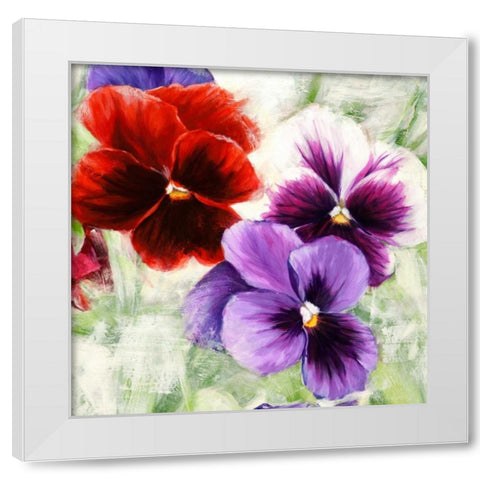 Pansies I White Modern Wood Framed Art Print by Thomlinson, Jenny