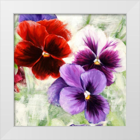 Pansies I White Modern Wood Framed Art Print by Thomlinson, Jenny