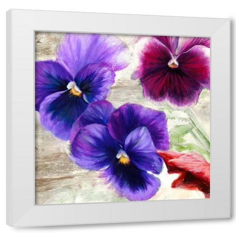 Pansies II White Modern Wood Framed Art Print by Thomlinson, Jenny