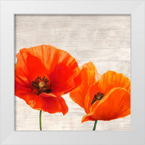 Bright Poppies I White Modern Wood Framed Art Print by Jenny, Thomlinson