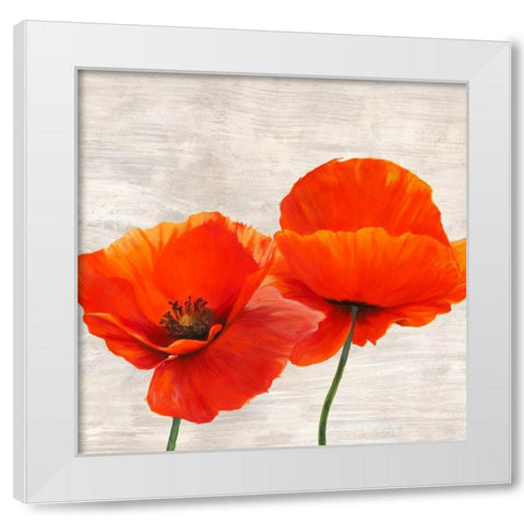 Bright Poppies II White Modern Wood Framed Art Print by Jenny, Thomlinson