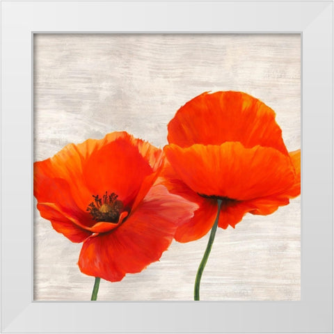 Bright Poppies II White Modern Wood Framed Art Print by Jenny, Thomlinson