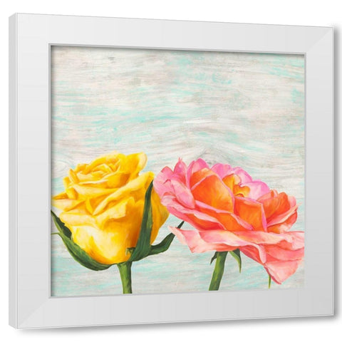 Funky Roses I White Modern Wood Framed Art Print by Jenny, Thomlinson