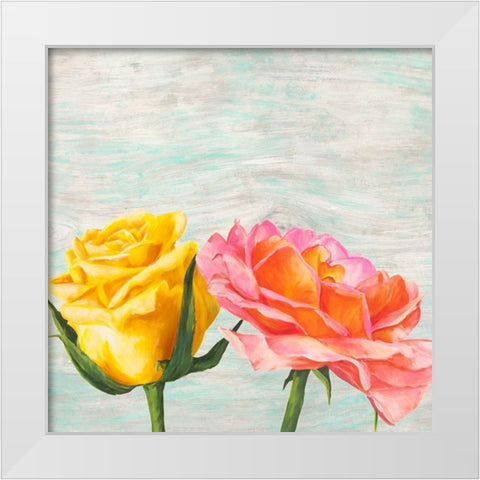 Funky Roses I White Modern Wood Framed Art Print by Jenny, Thomlinson