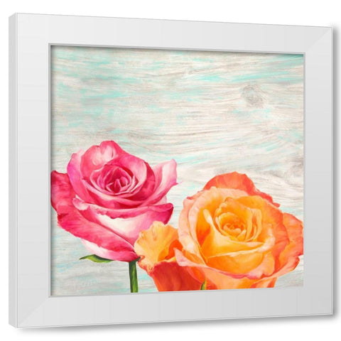 Funky Roses II White Modern Wood Framed Art Print by Jenny, Thomlinson