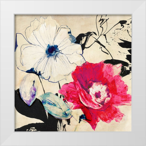 Colorful Floral Composition II (detail) White Modern Wood Framed Art Print by Parr, Kelly