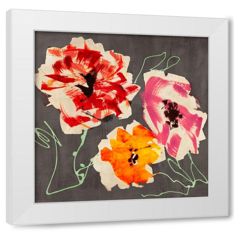 Neon Flowers I (detail) White Modern Wood Framed Art Print by Parr, Kelly
