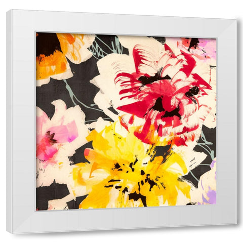 Neon Flowers II (detail) White Modern Wood Framed Art Print by Parr, Kelly