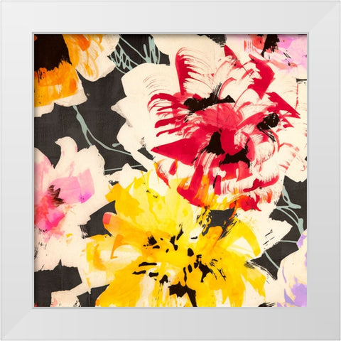 Neon Flowers II (detail) White Modern Wood Framed Art Print by Parr, Kelly