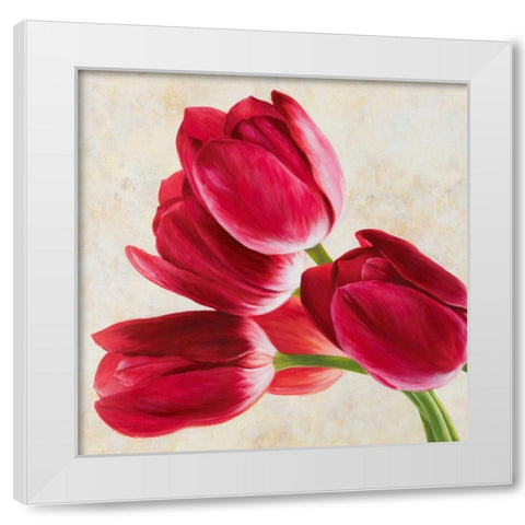 Tulip concerto White Modern Wood Framed Art Print by Villa, Luca