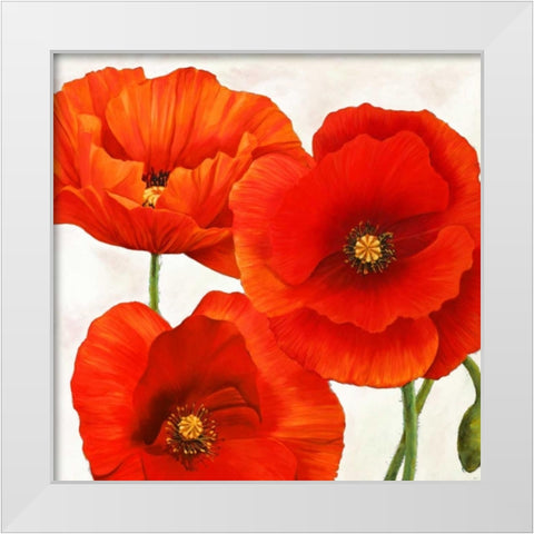 Poppies I White Modern Wood Framed Art Print by Villa, Luca