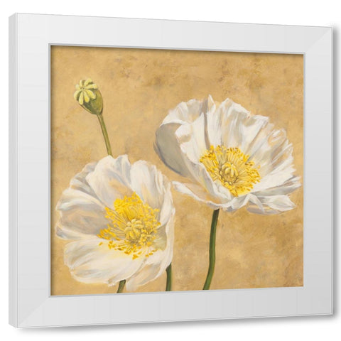 Poppies on Gold I White Modern Wood Framed Art Print by Luca, Villa