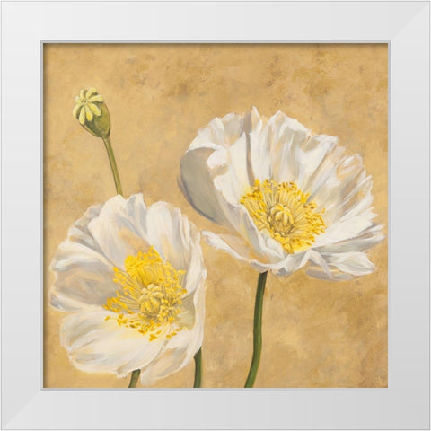 Poppies on Gold I White Modern Wood Framed Art Print by Luca, Villa