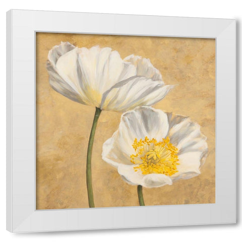 Poppies on Gold II White Modern Wood Framed Art Print by Luca, Villa