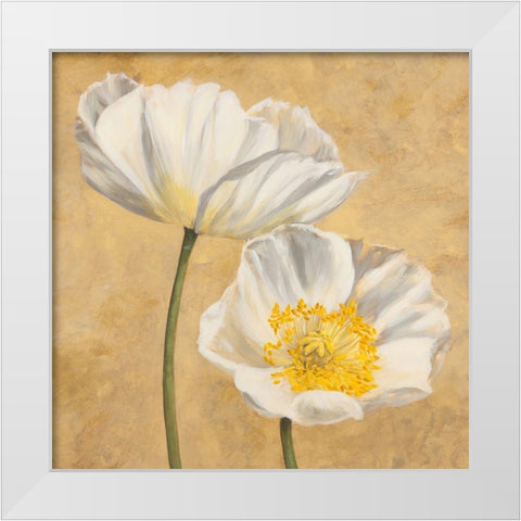Poppies on Gold II White Modern Wood Framed Art Print by Luca, Villa