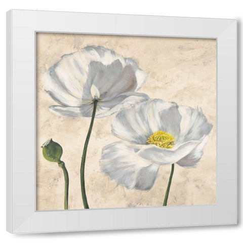 Poppies in White I White Modern Wood Framed Art Print by Luca, Villa