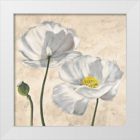 Poppies in White I White Modern Wood Framed Art Print by Luca, Villa