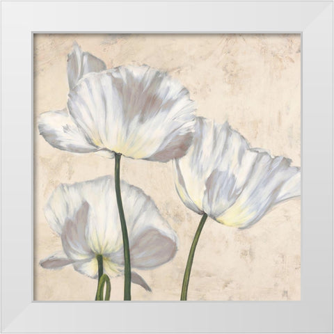 Poppies in White II White Modern Wood Framed Art Print by Luca, Villa