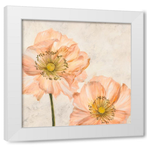 Poppies in Pink I White Modern Wood Framed Art Print by Luca, Villa