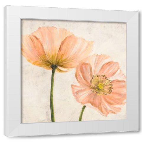 Poppies in Pink II White Modern Wood Framed Art Print by Luca, Villa