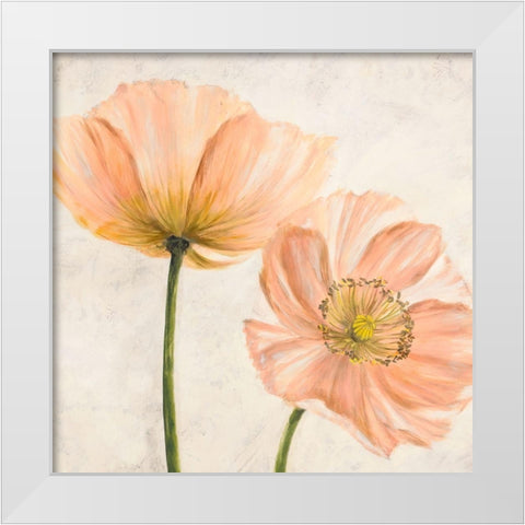 Poppies in Pink II White Modern Wood Framed Art Print by Luca, Villa