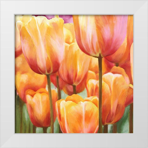 Spring Tulips II White Modern Wood Framed Art Print by Villa, Luca