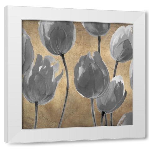 Grey Tulips I White Modern Wood Framed Art Print by Villa, Luca